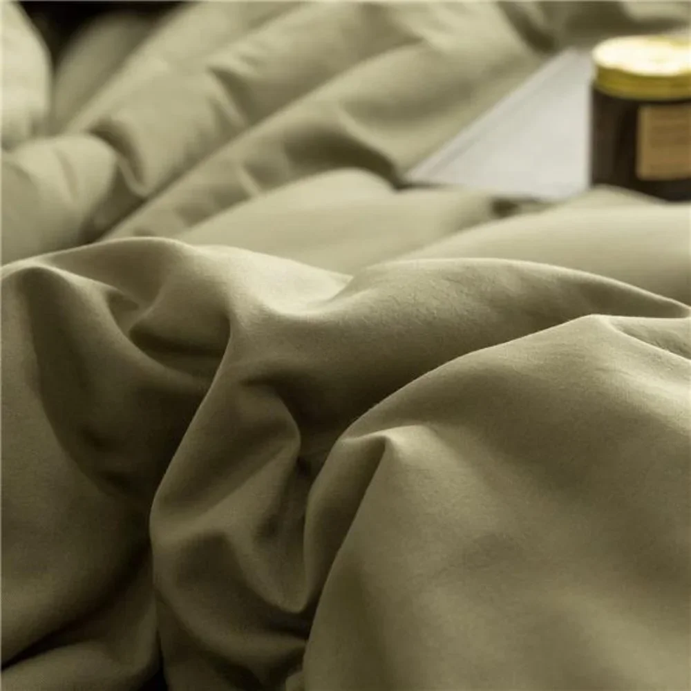Premium Queen Comforter Set Olive Green 3pcs Bedding Sets Lightweight Blanket